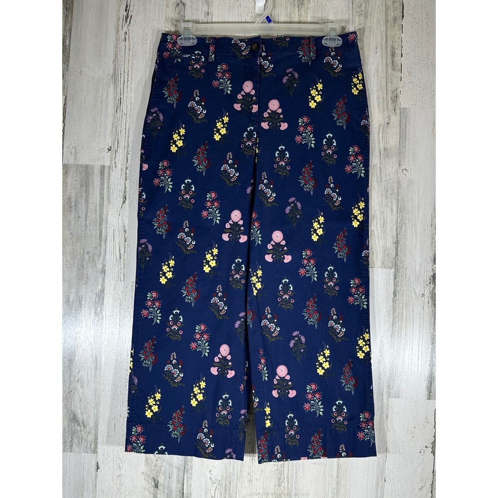 Talbots Wide Leg Twill Ankle Pants (32x25) Floral Cottagecore Cotton Blend